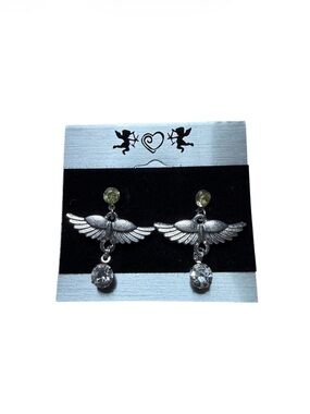 Bird Wing Rhinestone Dangle Earrings